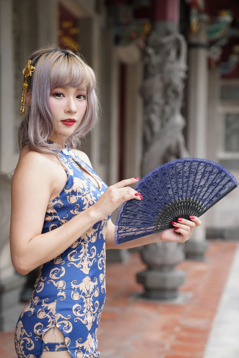 [爱美足] NO.149 薛凯云 蓝花短旗袍高跟美腿 街拍#[105P]-10