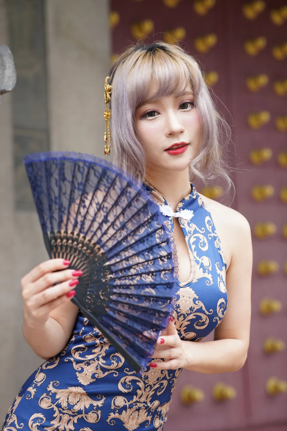 [爱美足] NO.149 薛凯云 蓝花短旗袍高跟美腿 街拍#[105P]-3