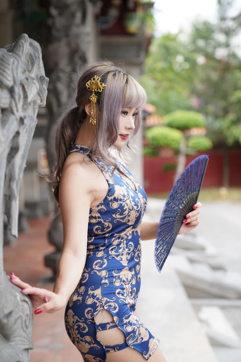 [爱美足] NO.149 薛凯云 蓝花短旗袍高跟美腿 街拍#[105P]-6