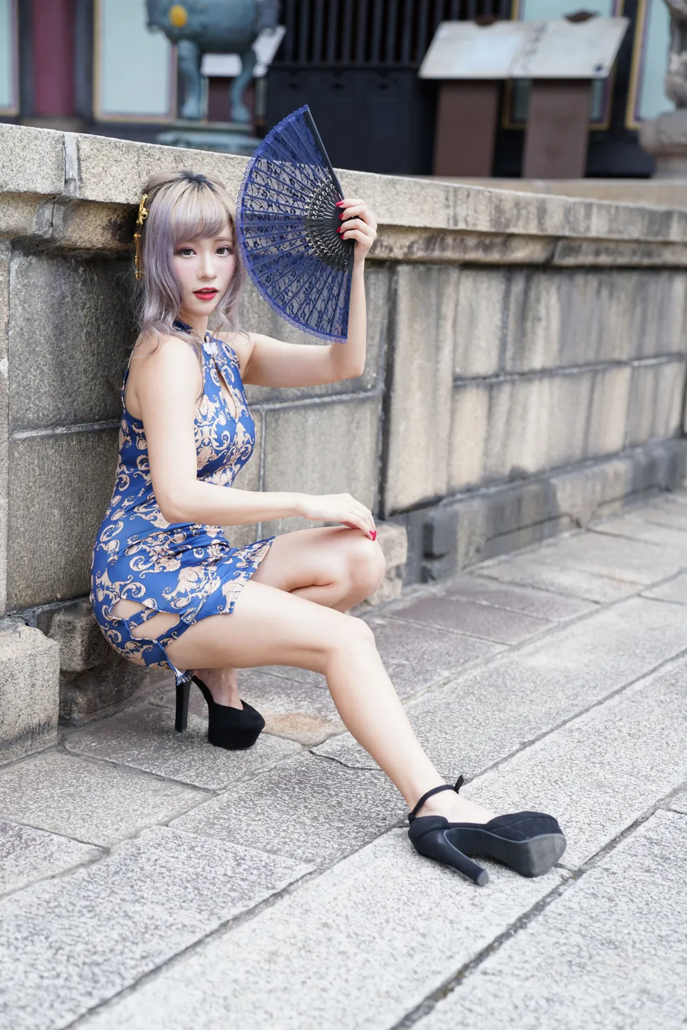 [爱美足] NO.149 薛凯云 蓝花短旗袍高跟美腿 街拍#[105P]-4
