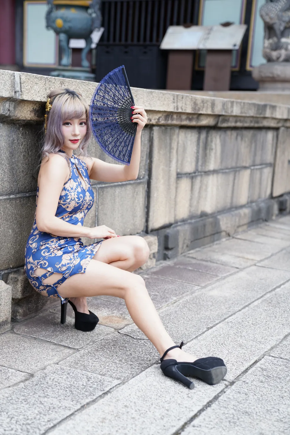 [爱美足] NO.149 薛凯云 蓝花短旗袍高跟美腿 街拍#[105P]-6