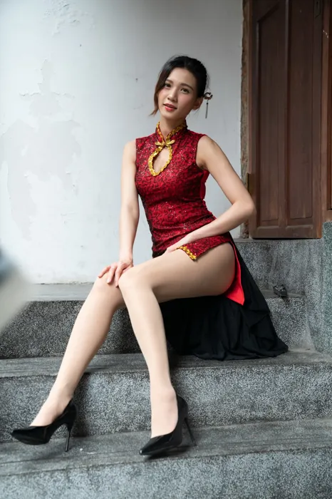 [爱美足] NO.057  蔡译心 超短旗袍 丝袜高跟美腿外拍 街拍#[55P]-2