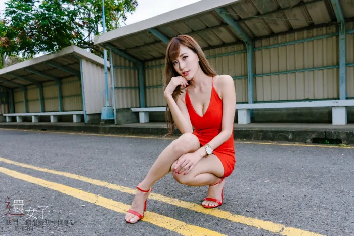 [爱美足] NO.047 艾比 紅連衣短裙 高跟美腿外拍 街拍#[106P]-4