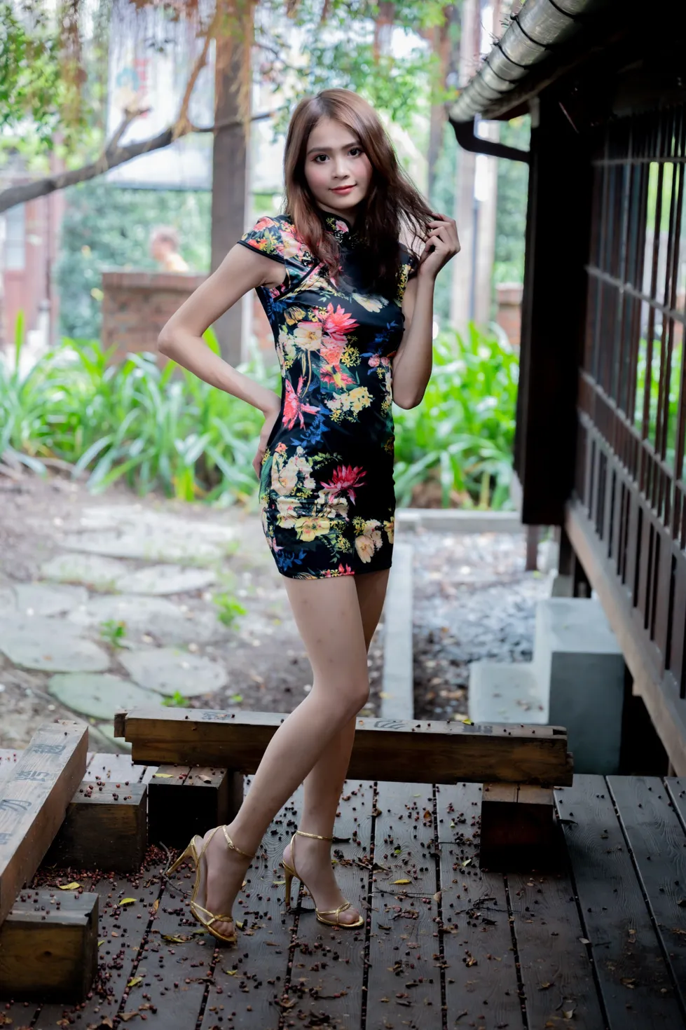 [爱美足] NO.202 何佳欣 黑花短旗袍丝袜高跟美腿 街拍#[97P]-6