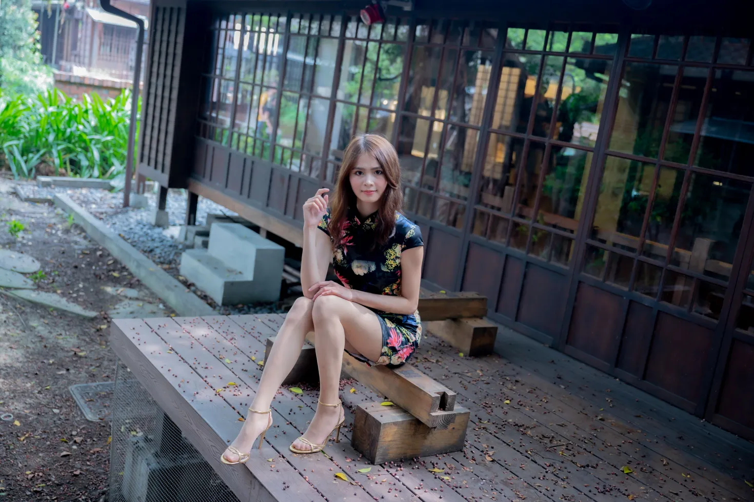 [爱美足] NO.202 何佳欣 黑花短旗袍丝袜高跟美腿 街拍#[97P]-8