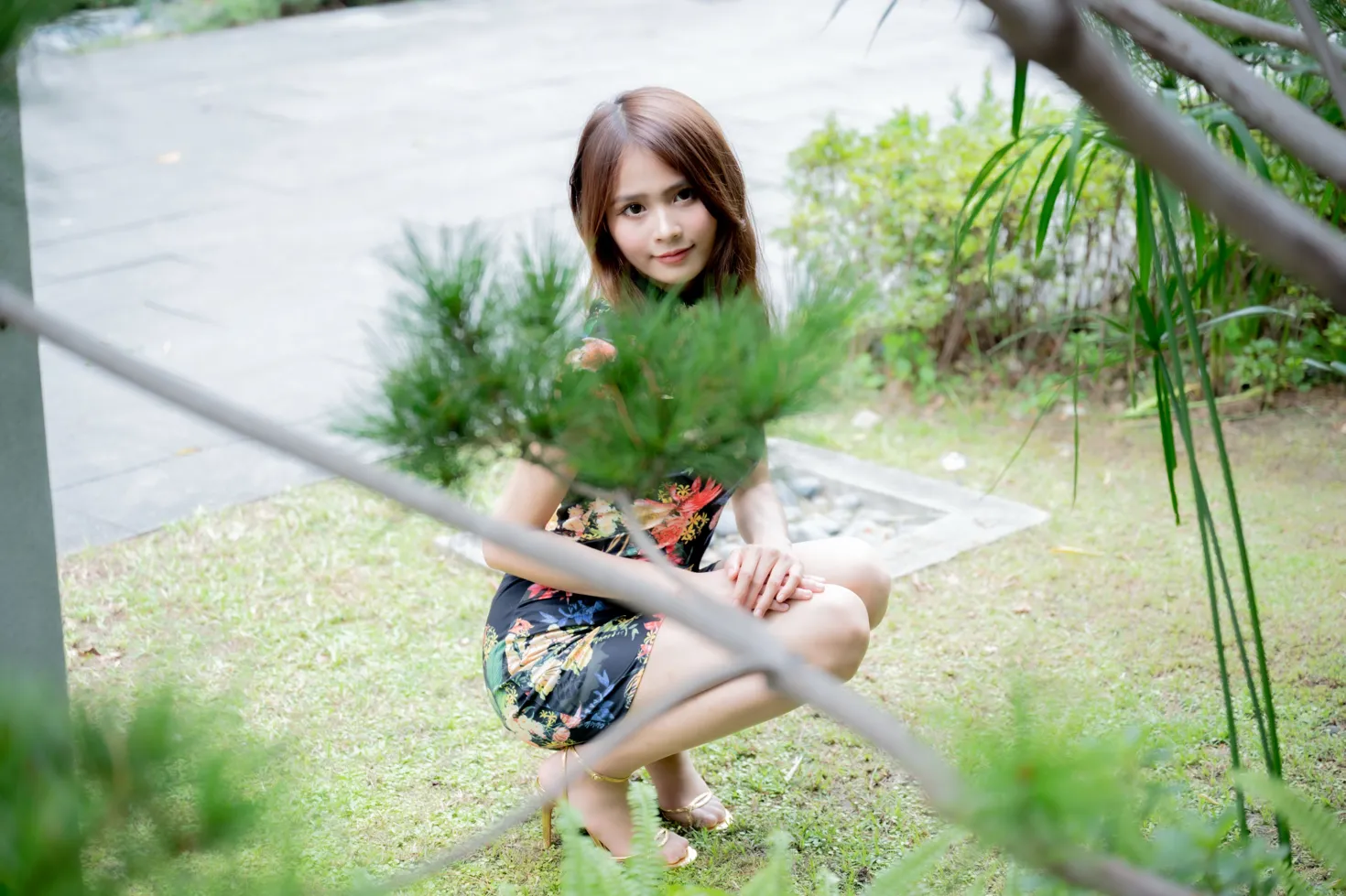 [爱美足] NO.202 何佳欣 黑花短旗袍丝袜高跟美腿 街拍#[97P]-8