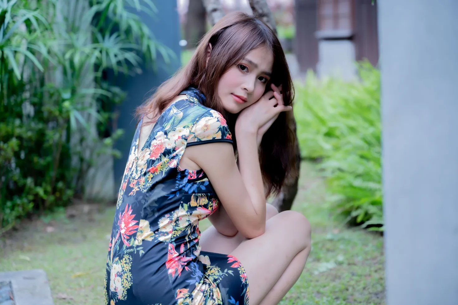 [爱美足] NO.202 何佳欣 黑花短旗袍丝袜高跟美腿 街拍#[97P]-3