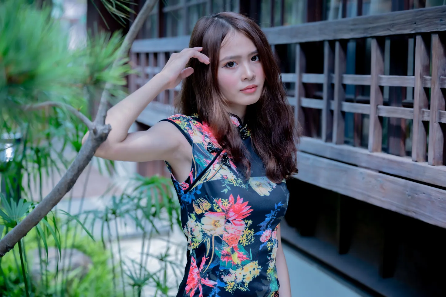 [爱美足] NO.202 何佳欣 黑花短旗袍丝袜高跟美腿 街拍#[97P]-8
