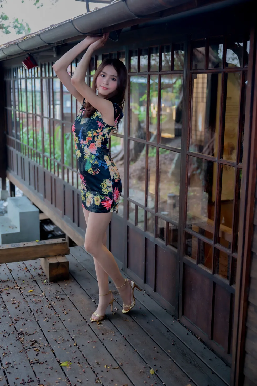 [爱美足] NO.202 何佳欣 黑花短旗袍丝袜高跟美腿 街拍#[97P]-7