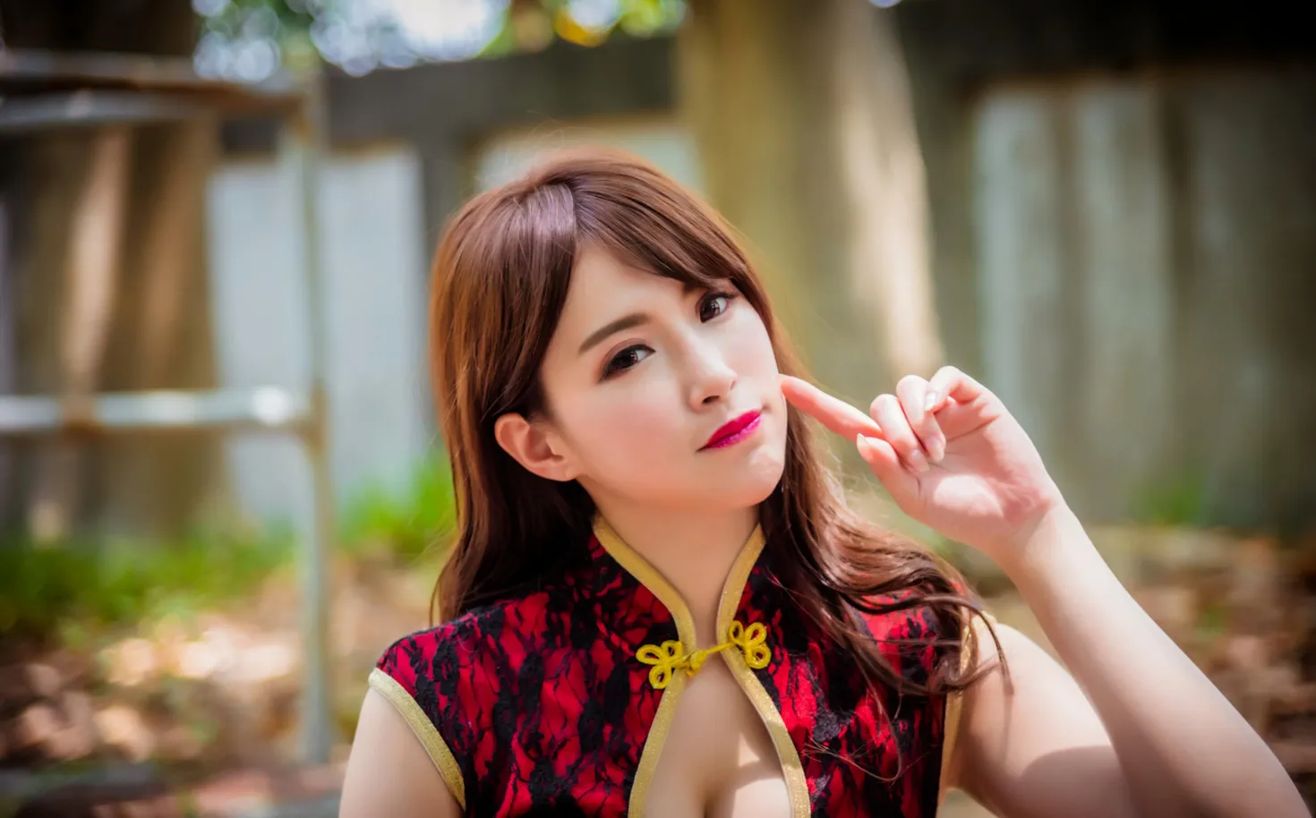 [爱美足] NO.177 邬育锜 红花短旗袍高跟美腿 街拍#[105P]-1