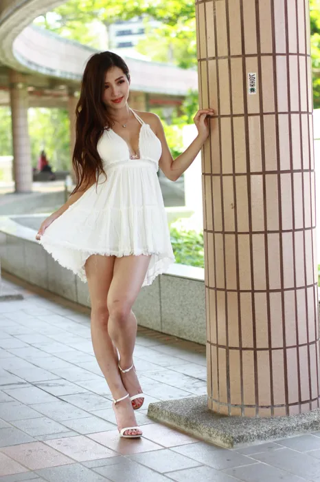 [爱美足] NO.039 Go Go 白色小禮服 高跟美腿外拍 街拍#[106P]-3