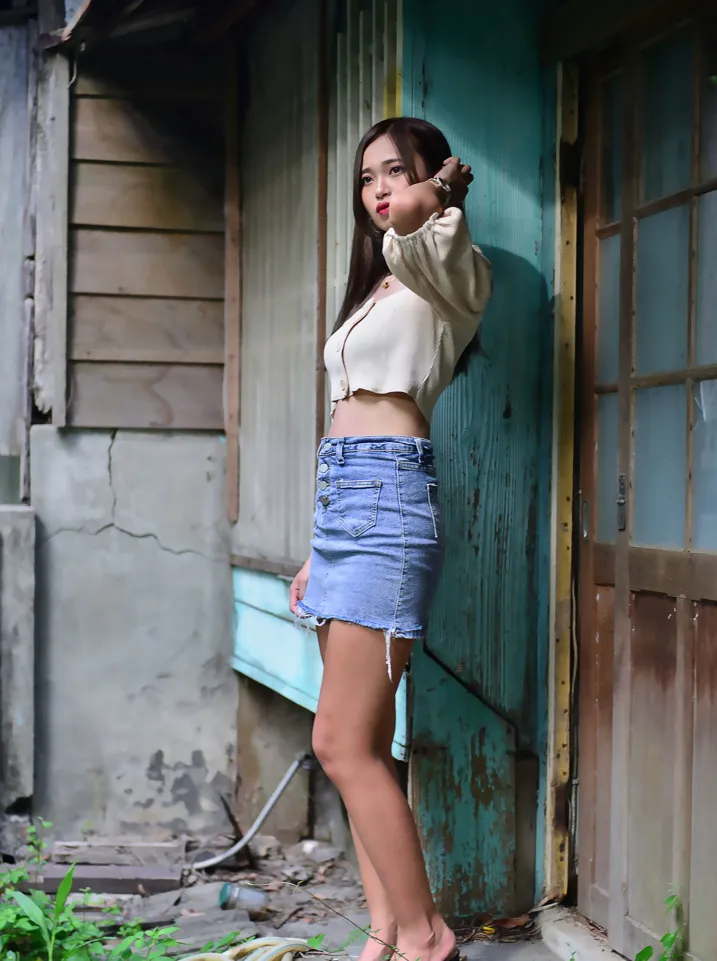 [爱美足] NO.203 许筱真 牛仔短裙高跟美腿 街拍#[73P]-4