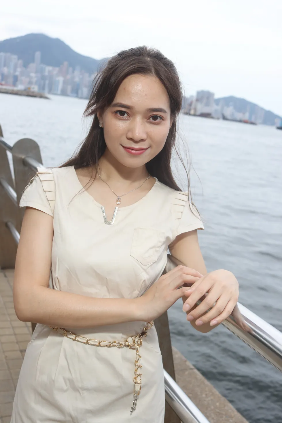 [爱美足] NO.107 Vency Shen 米色连衣裙丝袜高跟美腿 街拍#[70P]-5