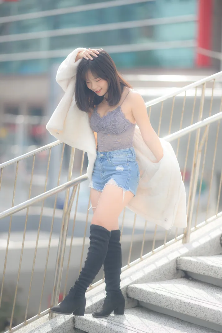 [爱美足] NO.215 YoYo 牛仔短裤长靴 街拍#[105P]-3