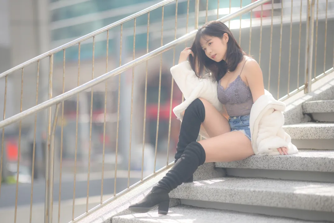 [爱美足] NO.215 YoYo 牛仔短裤长靴 街拍#[105P]-5