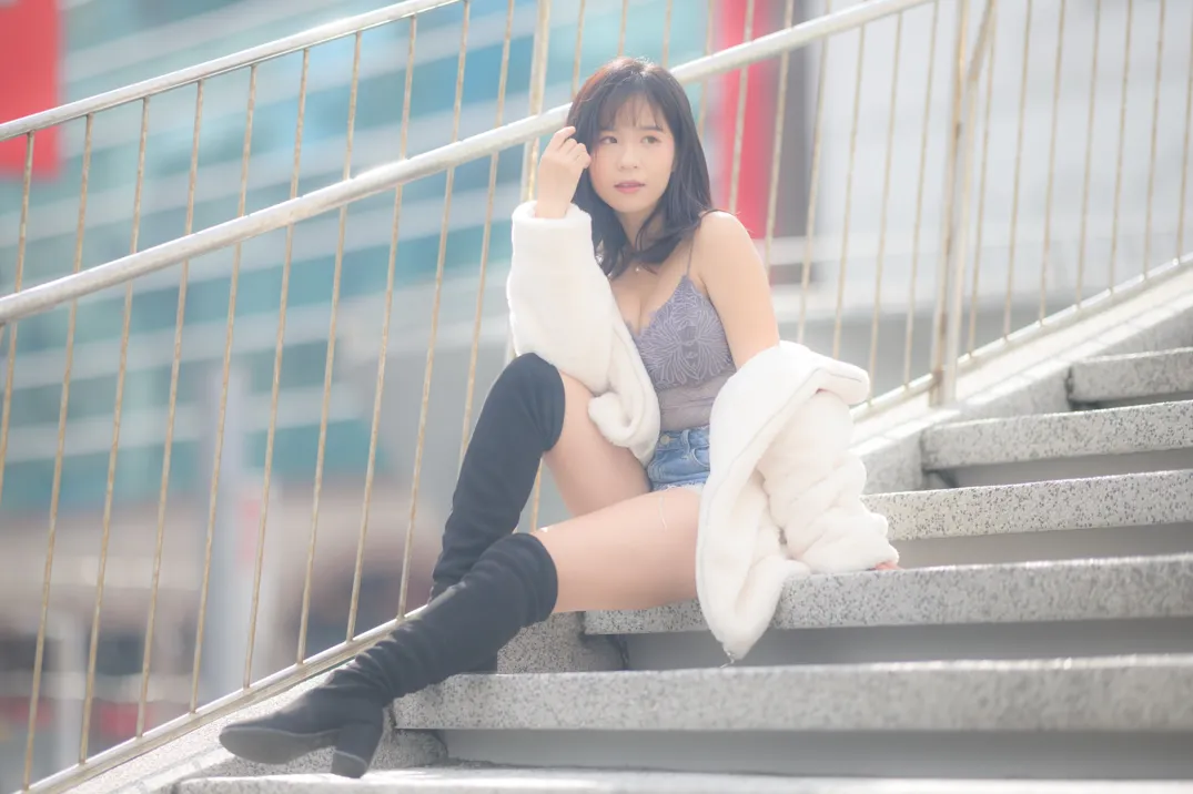 [爱美足] NO.215 YoYo 牛仔短裤长靴 街拍#[105P]-9
