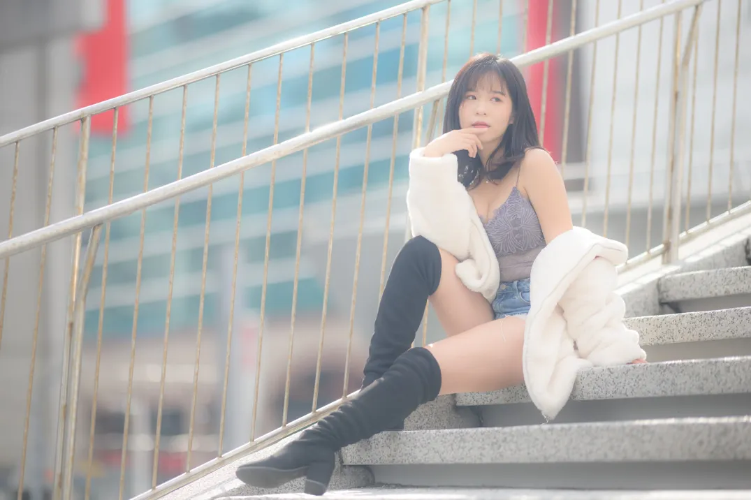 [爱美足] NO.215 YoYo 牛仔短裤长靴 街拍#[105P]-1