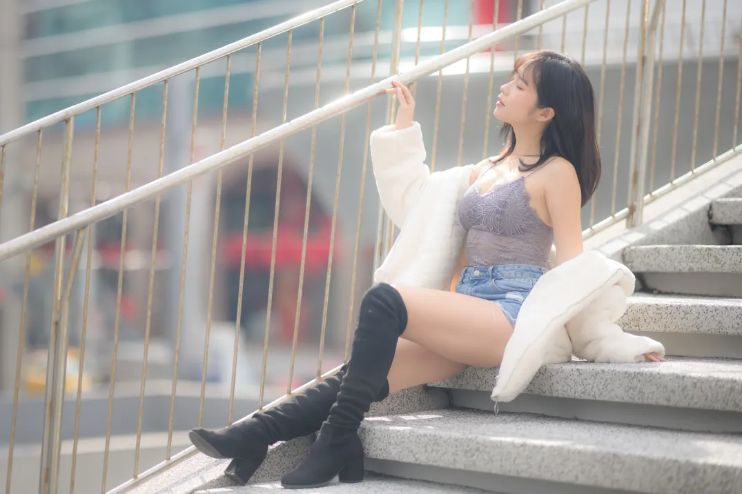 [爱美足] NO.215 YoYo 牛仔短裤长靴 街拍#[105P]-2