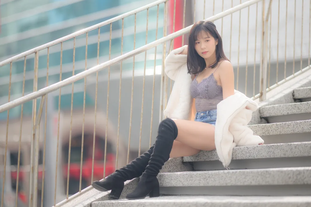 [爱美足] NO.215 YoYo 牛仔短裤长靴 街拍#[105P]-5