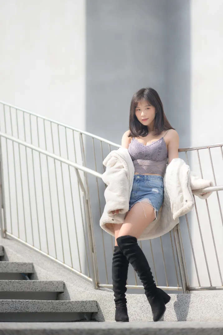 [爱美足] NO.215 YoYo 牛仔短裤长靴 街拍#[105P]-4