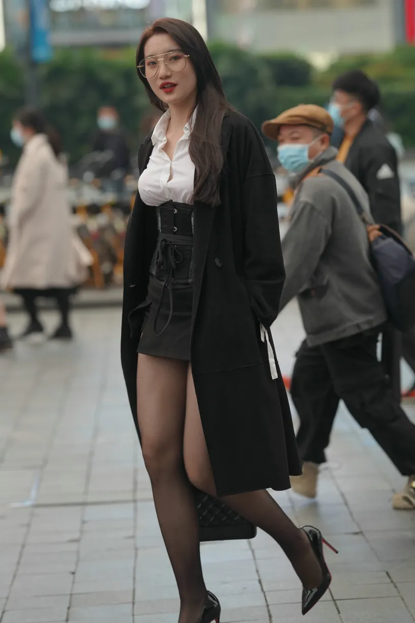 [Mzsock] NO.160 Long legs in black stockings street photography#[105P]-72